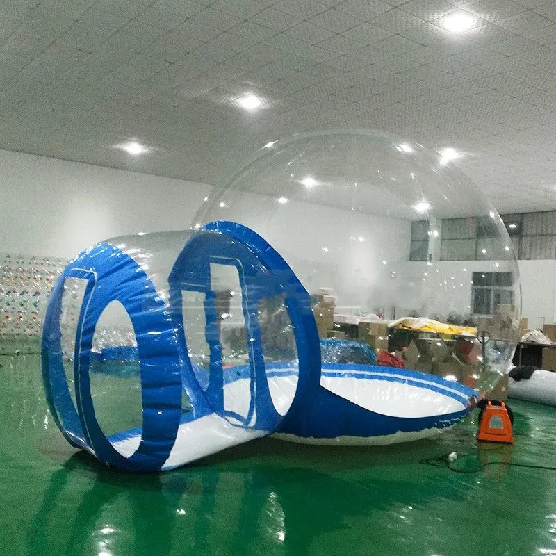 Outdoor inflatable transparent PVC bubble house tent 3m diameter blue with blower