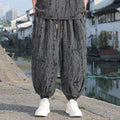 Men's thin loose two-piece suit with knitwear jacket and cropped pants in national style