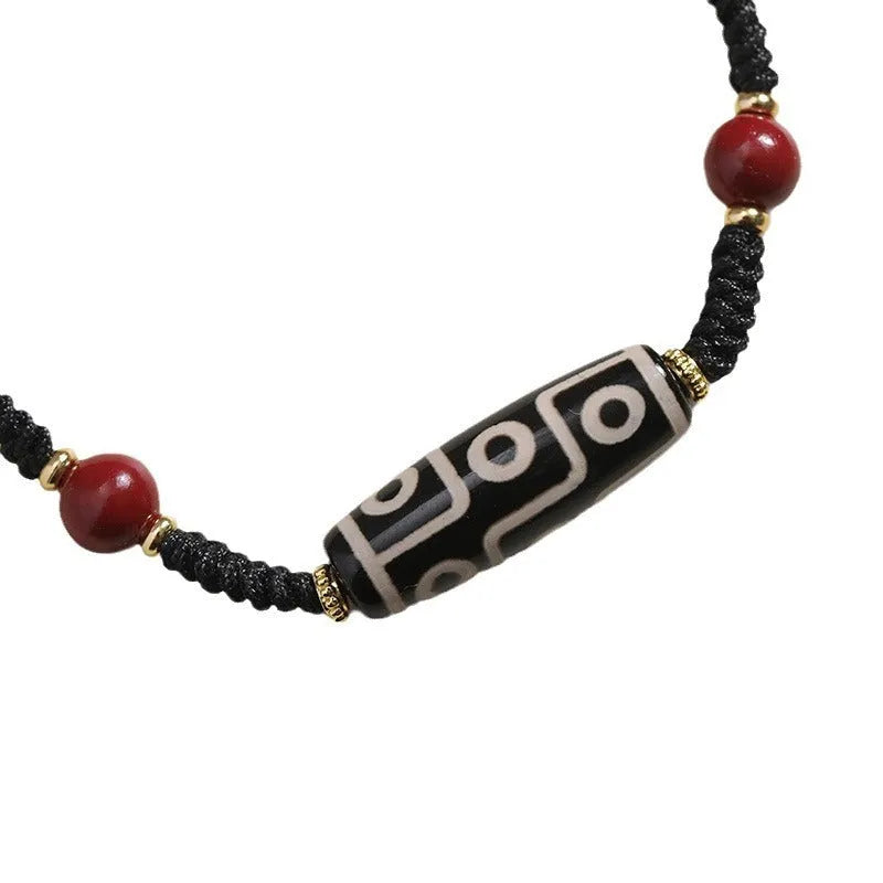 Tibetan agate Dzi bead bracelet for men with adjustable shrinkable design in couple style