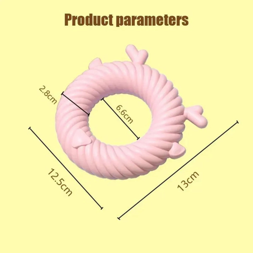 Deer-shaped dog teething toy with spiral groove pattern in light blue colour