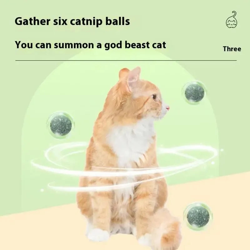 Green lotus-shaped adhesive catnip ball toy for cats, shown with dimensions approximately 10.5cm.