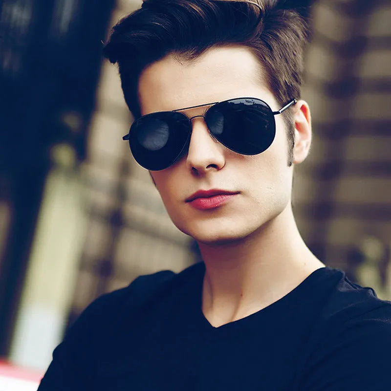 Polarized sunglasses with TAC lens, alloy metal frame, mirror finish, UV protection