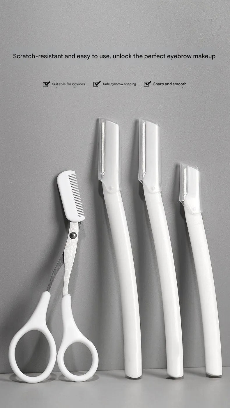Beginner eyebrow trimmer and razor tool set with macro safety design