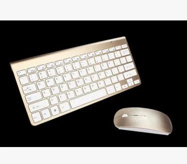2.4G wireless keyboard and mouse combo set in silver with scissor-key switches and USB receiver