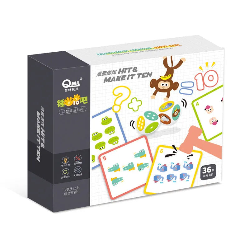 Hammer ten bar ten method arithmetic training paper board game toy for vision intelligence hand-eye coordination interactive parent-child learning