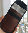 Black microfiber Faraday cage key fob bag for blocking mobile phone signals and RFID scanning