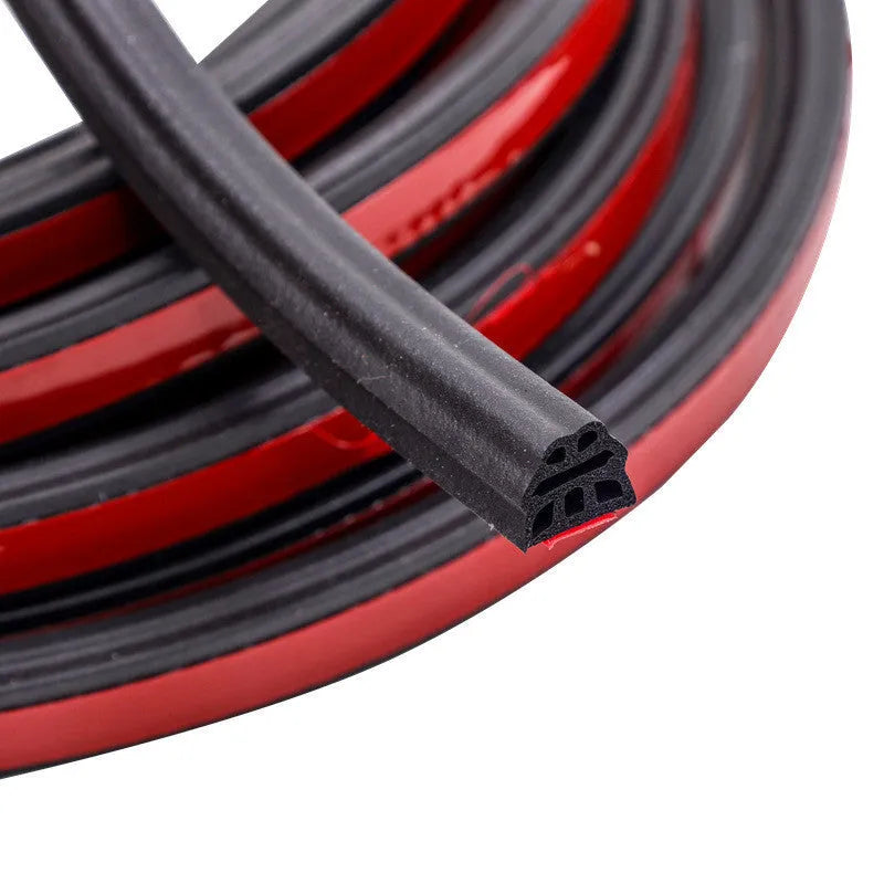 Car door six-hole three-layer thickened sealing strip 6mm thick 10 metres black rubber