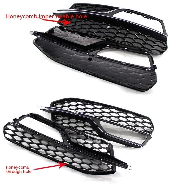 Black ABS plastic fog lamp grille for Audi A3 S3 front bumper, 2013-2016 models