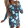 Women's long sleeve tight hip skirt dress with floral animal print in ten colour options