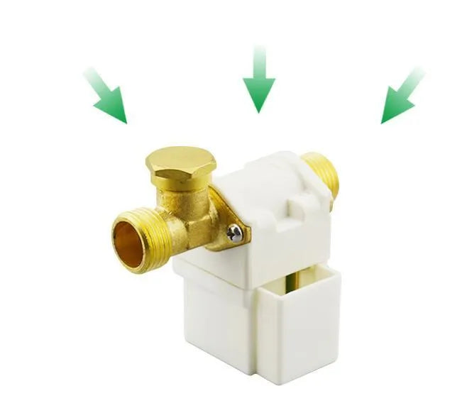 A04 DC12V normally closed water solenoid valve with plastic body and copper joint, 4-point external thread