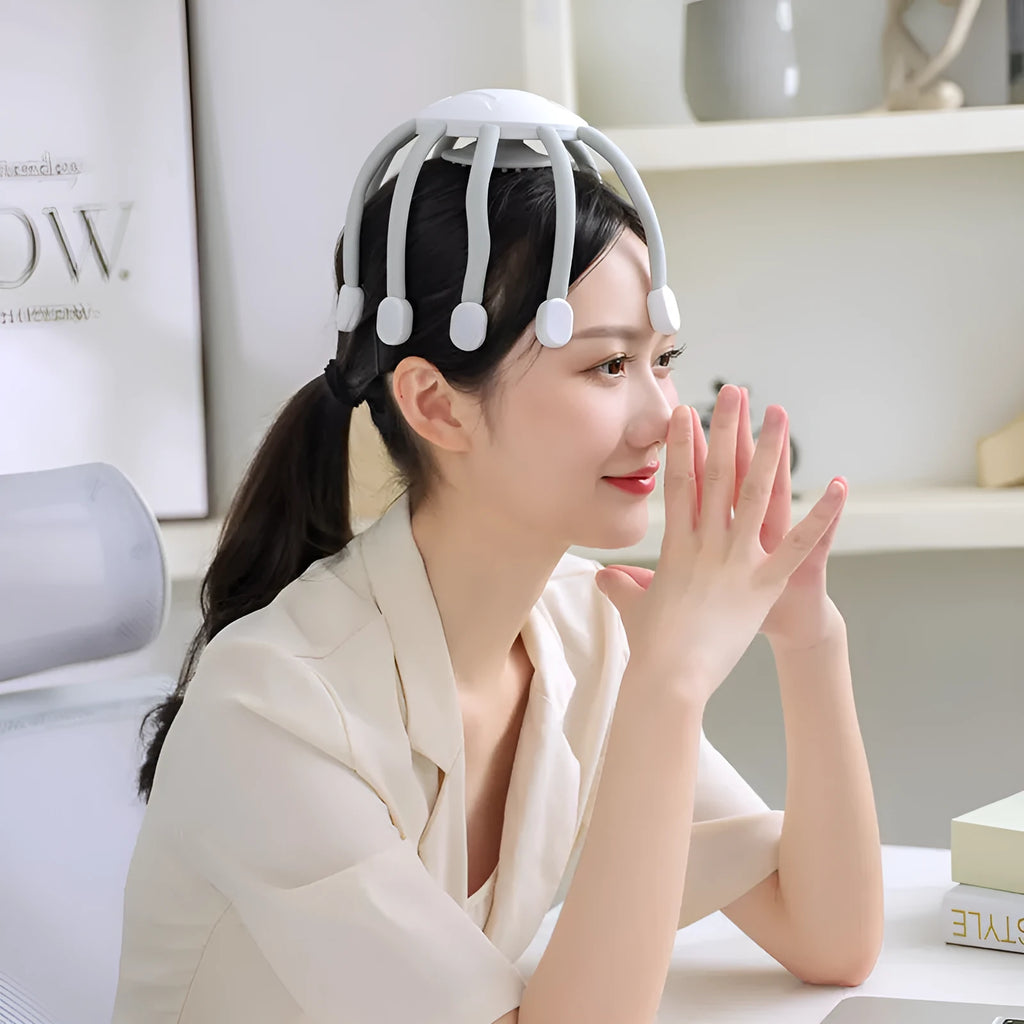 Electric scalp massager with flexible rubber claws and USB charging port
