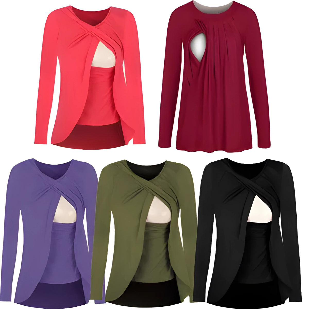 Europe maternity cotton round neck feeding shirt blouse 8962 in solid colour for pregnant women