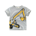 Children's short sleeve cotton T-shirt with cartoon print in flower ash colour, round neck.