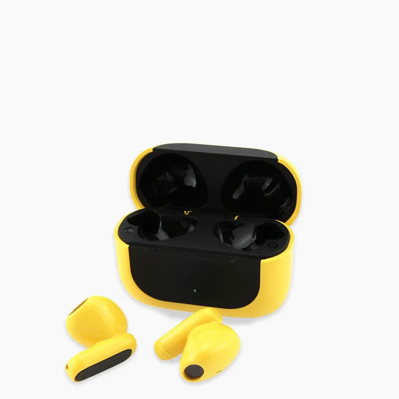 Jerry Cartoon wireless Bluetooth headphones in black, white, or yellow colours with earplug design.