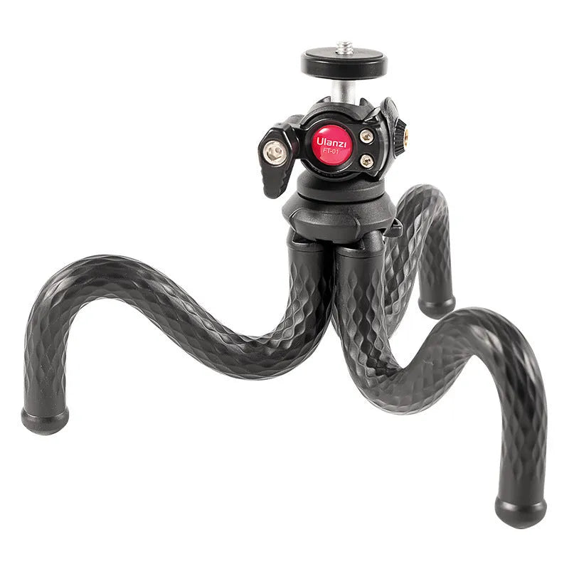 Black octopus mobile phone clip gimbal tripod set FT-01 with flexible legs and phone attachment