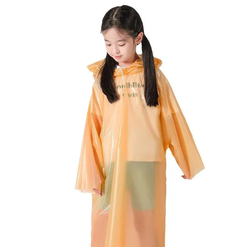 Disposable children's raincoat poncho in six colours packed at 13x9 cm