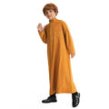 Middle East boy robe stand collar button long shirt solid colour white black beige camel for heights 110cm to 160cm