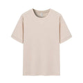 Men's dark grey heavy waffle knit short-sleeved t-shirt on a hanger.