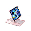 Miaocontrol rotating Bluetooth keyboard for iPad in rose gold, silver, or black showing 360-degree adjustment