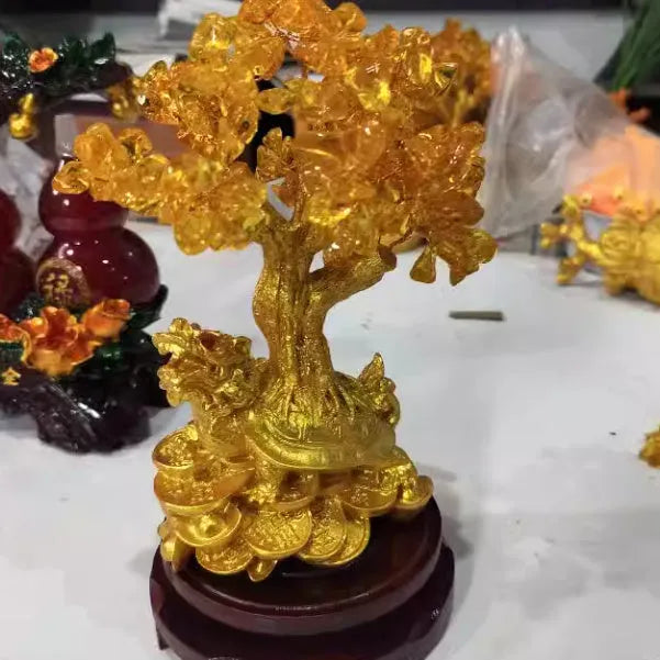 Citrine small water turtle money tree decorative ornament with Chinese style animal modelling