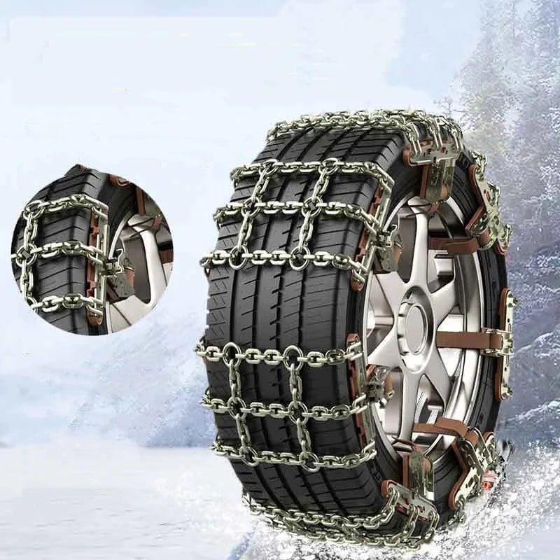 Steel car tyre anti-skid chain strips for snow emergency use, fitting sedan and SUV tyres 165-265mm width