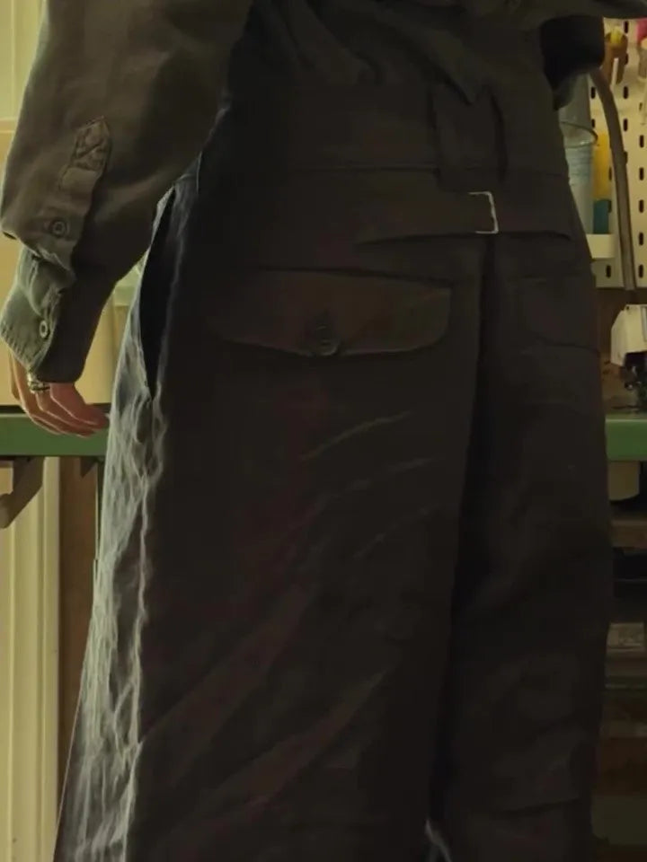 Black casual single-breasted linen wide-leg pants, full-length, regular fit, sizes S to 2XL.