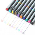 Ten hook line drawing pens with 0.38mm fine point tips and syringe-style barrels for technical drafting