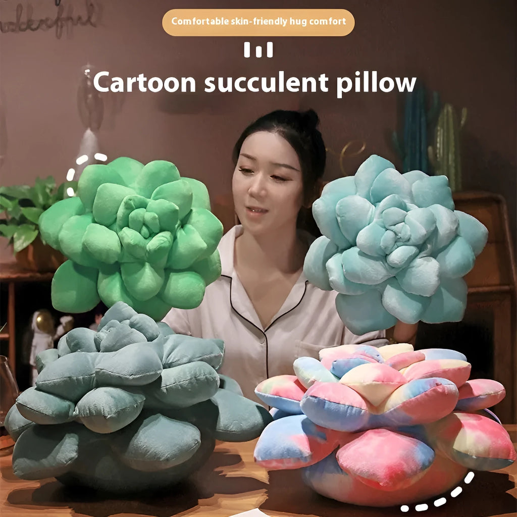 Cartoon tie-dyed succulent plush toy in dark green, light green, tender green or tie dye, 35cm or 45cm.