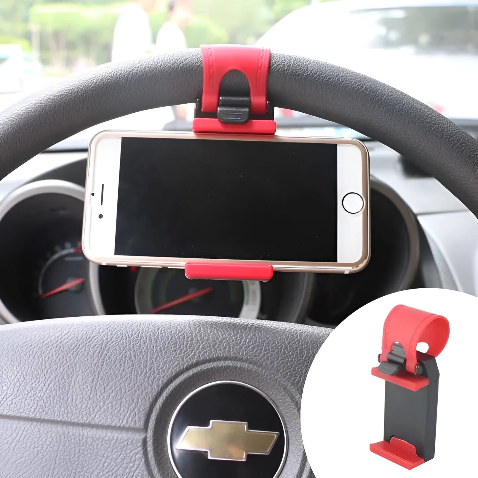 Black universal steering wheel phone holder mount clip for car navigation