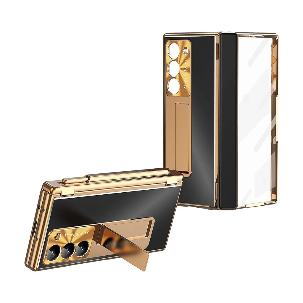 Flip phone case with aluminium alloy finish and magnetic closure for Samsung Zfold6