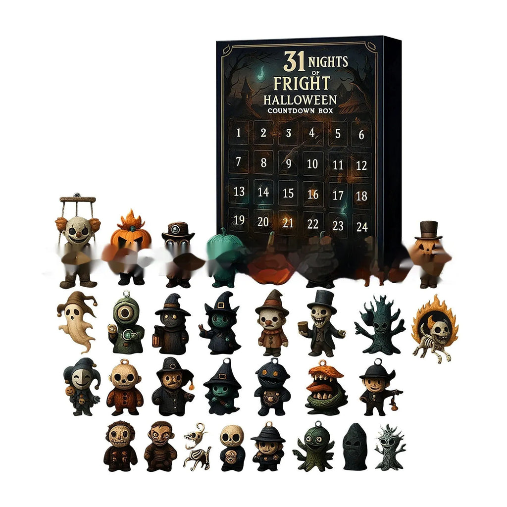 Halloween scare advent countdown blind box with resin horror doll craft decoration