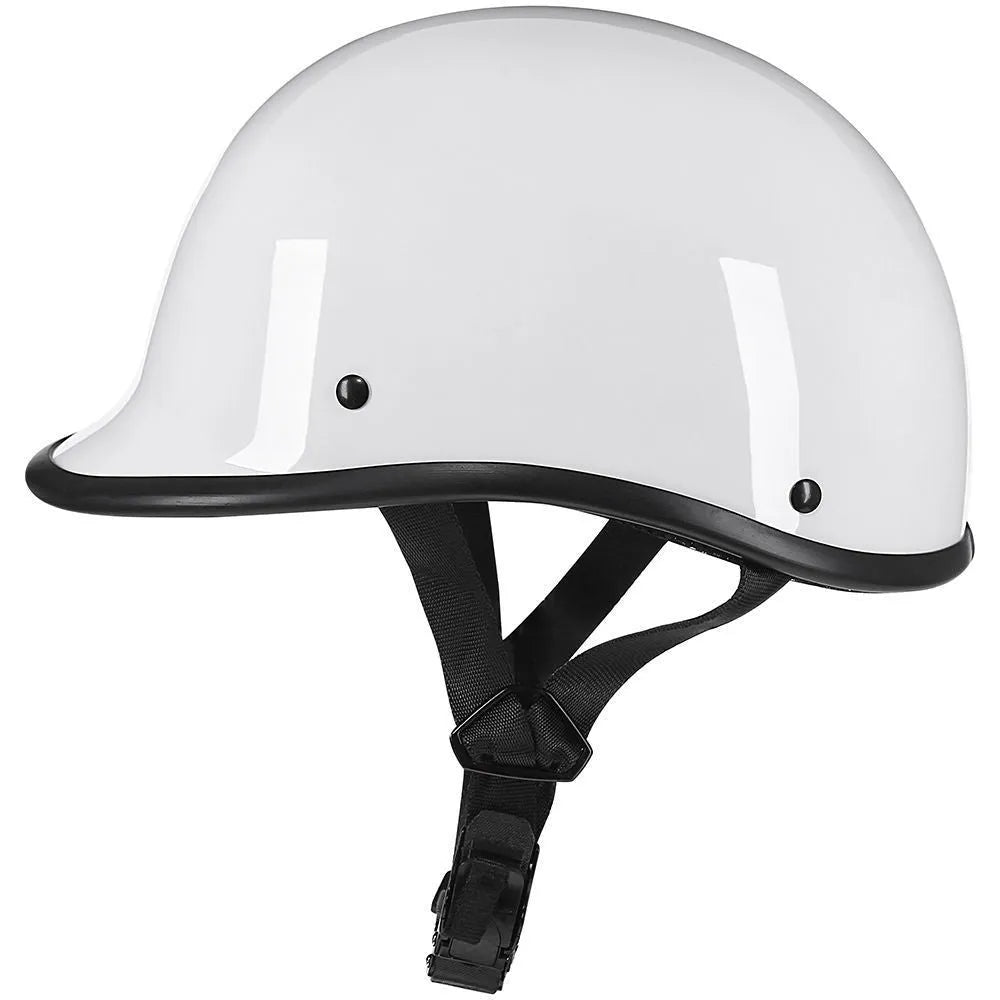 Retro style motorcycle helmet in matte black finish with an ABS shell on a plain background.
