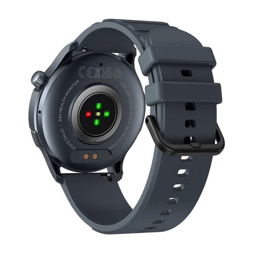 Btalk 3 Pro smart watch in blue, gray and pink colours showing AMOLED display with health metrics