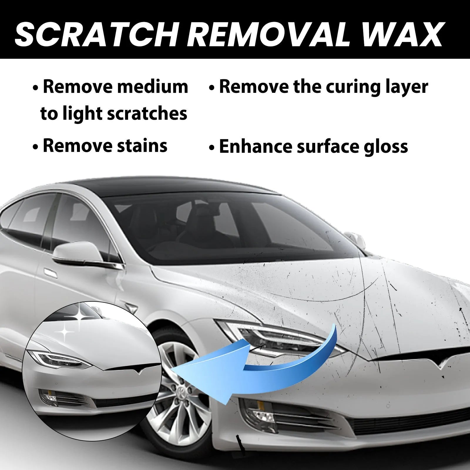 120ml car scratch wax kit with sponge and towel for paint polishing.