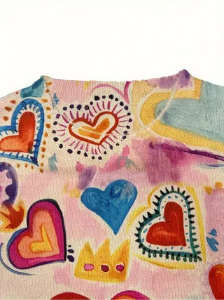 Loose fit digital printed top with lapel collar in various size options