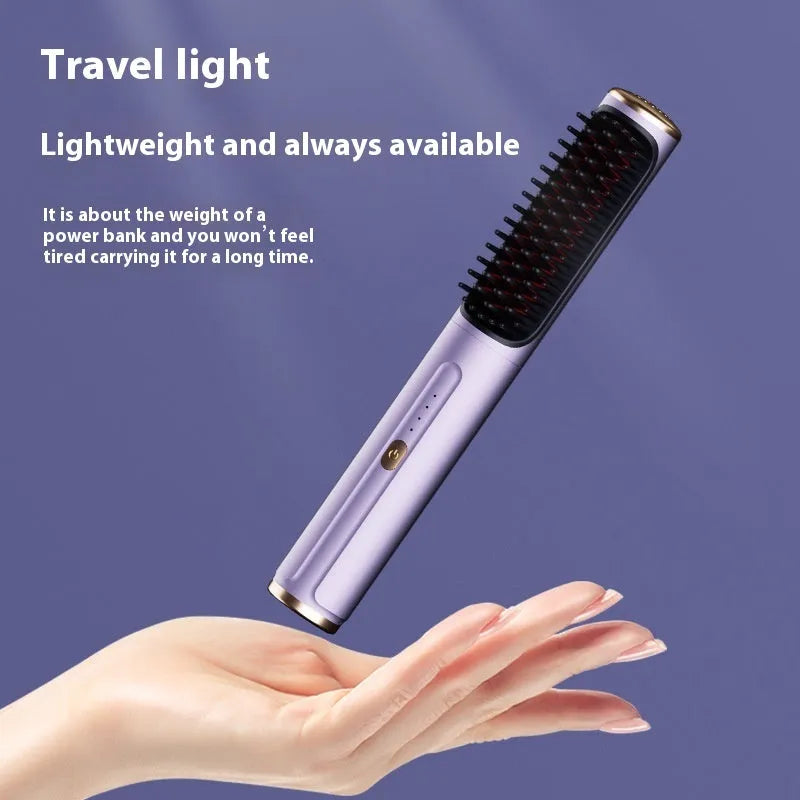 Wireless straight comb with anion technology for curling and straightening hair