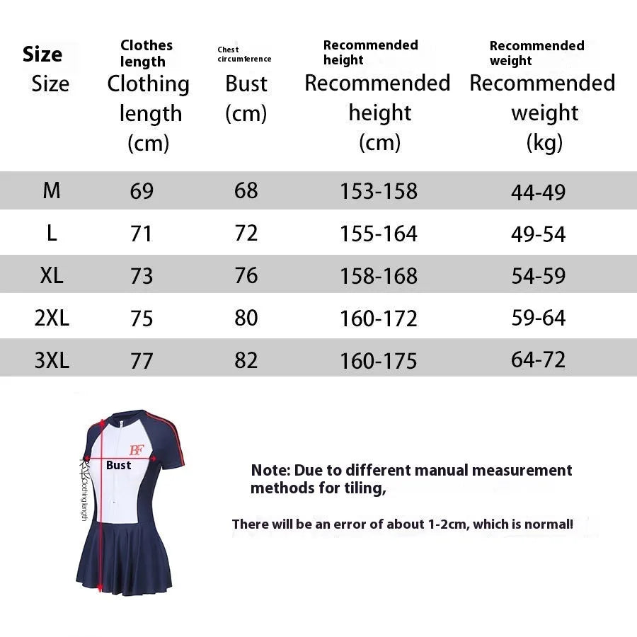 Conservative style one-piece swimsuit for women's sports and fitness activities