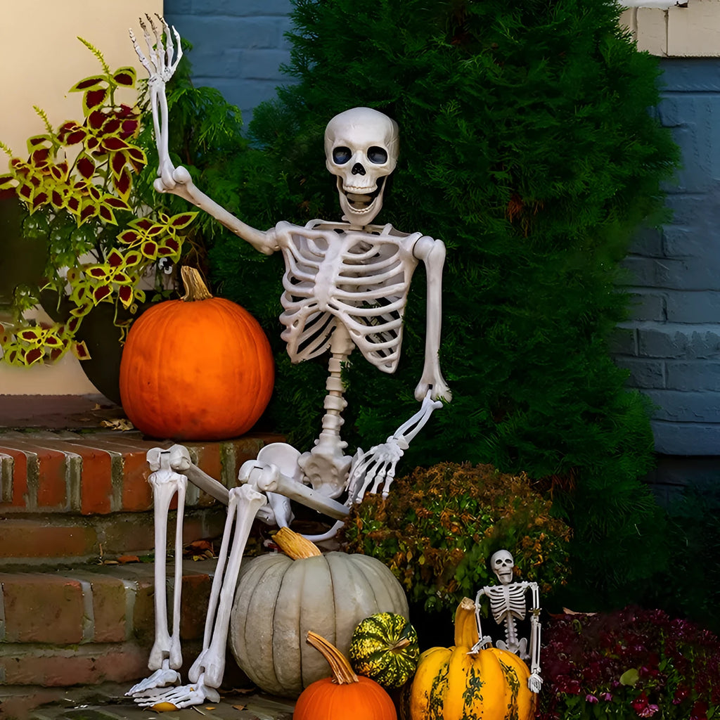 90cm tall Halloween skeleton model with movable joints for outdoor decoration