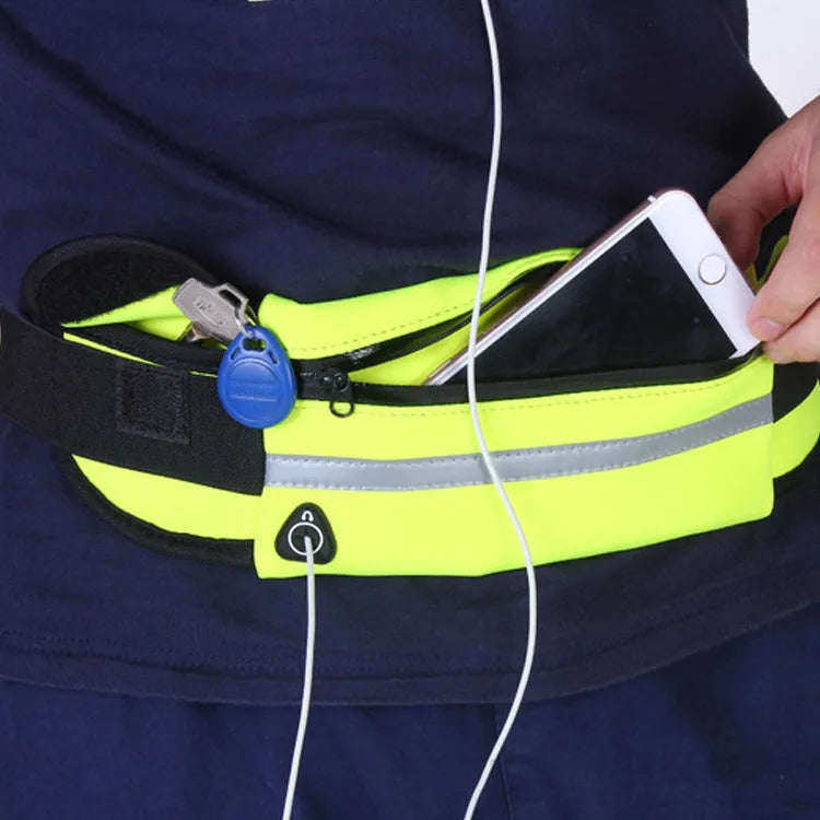 Nylon fitness waist bag in solid colour with zippered pocket and soft handle, 20x10cm size