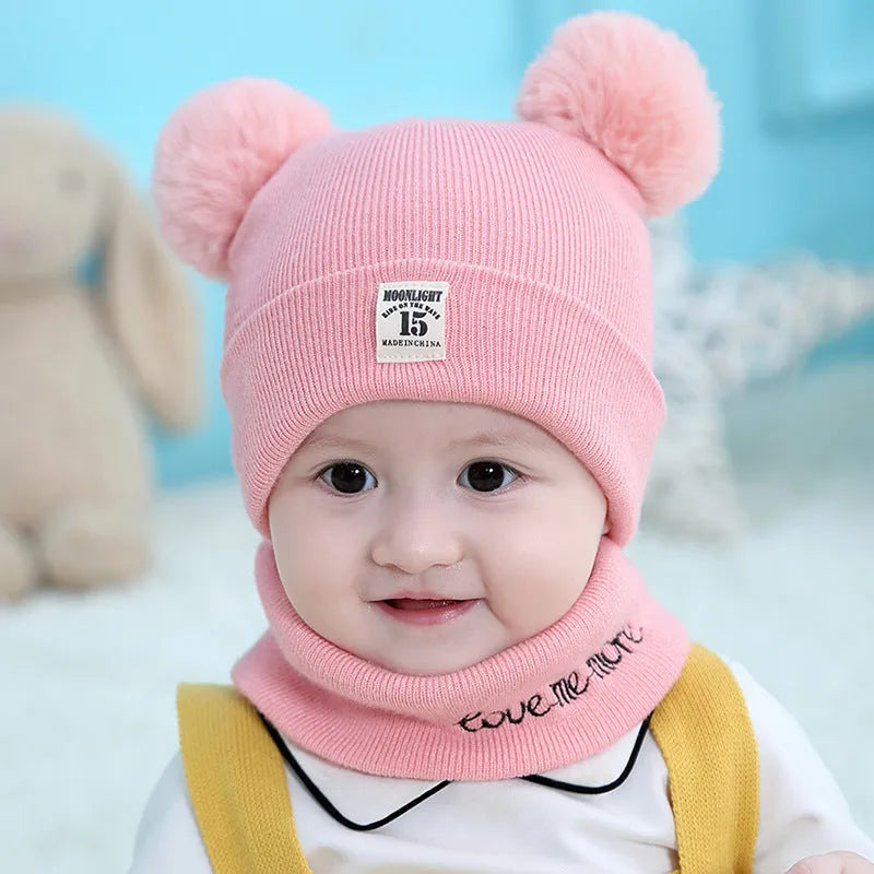 100% cotton baby knit hat and scarf set in grey for newborns 0-12 months