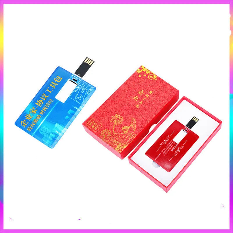 Custom logo USB flash drive in business card shape with plastic shell and USB 2.0 connector