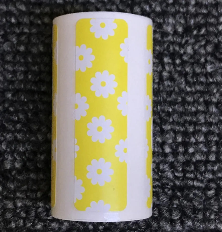 PerPage Mini wireless portable thermal printer paper rolls in regular, sticker and label styles, multiple colours