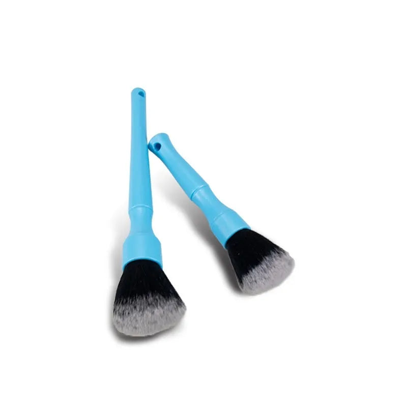 Soft nylon car detail brush for interior cleaning, available in black, blue, or red with short or long handle