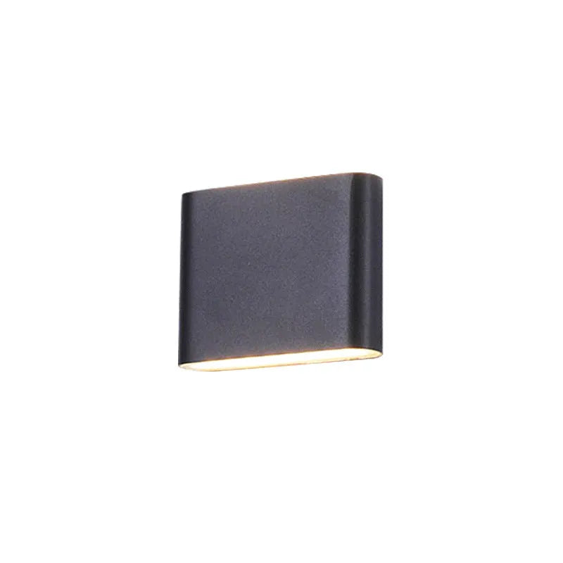 Rectangular LED outdoor wall lamp in black finish for courtyard lighting