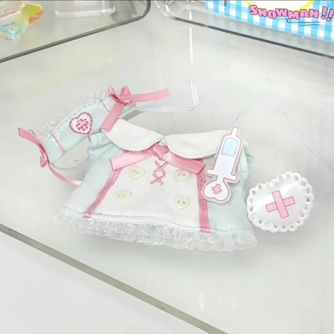 10cm non-attribute cotton doll clothes little nurse suit for small dolls on white background