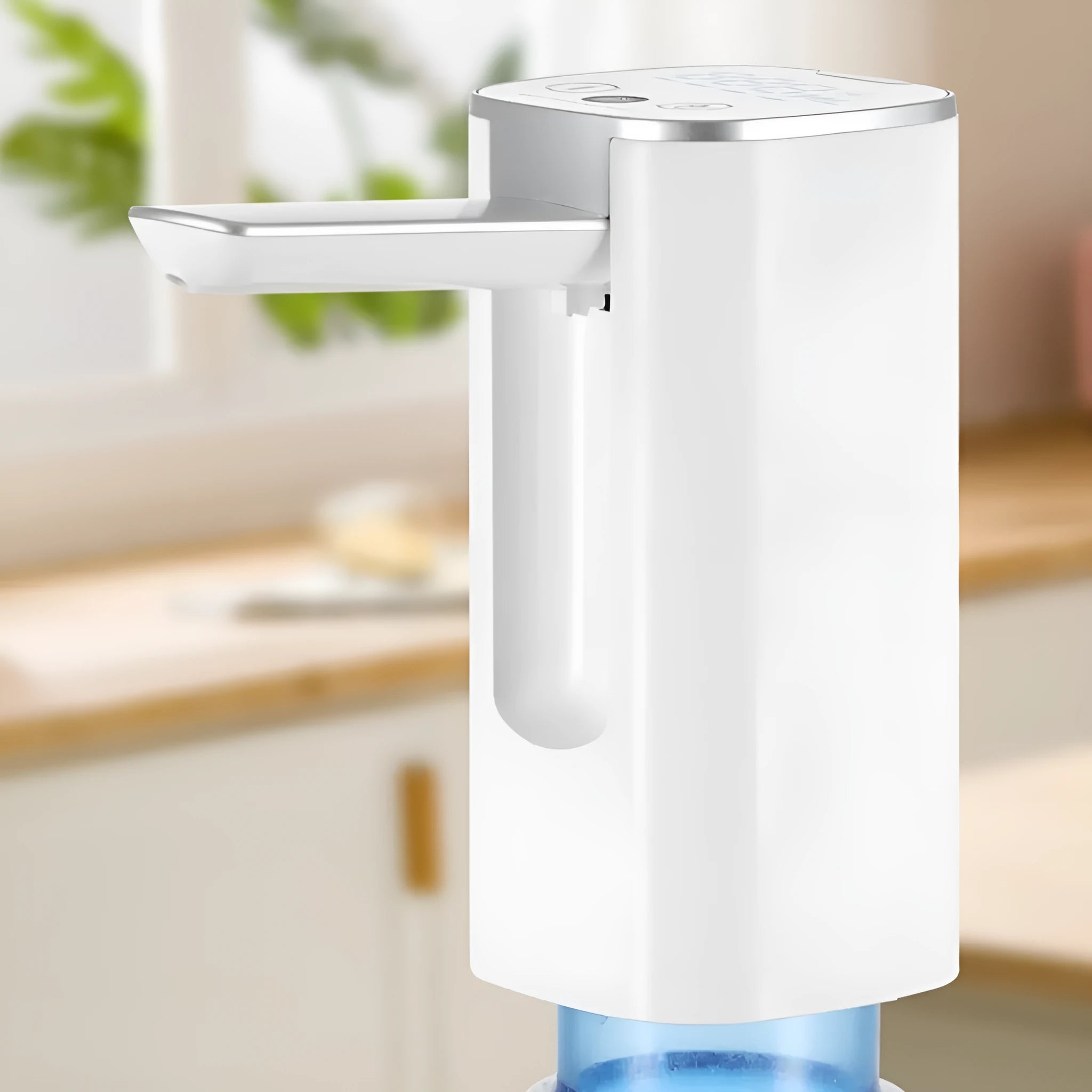 White ABS plastic folding water pump with LCD screen and silicone tube for bucket water dispensing