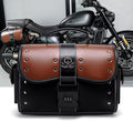 PU leather motorcycle front bag with colour contrast patchwork design, model FBG397BK