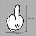 Waterproof middle finger car sticker in 180 x 115mm for window glass and bumper, paper material, single sticker