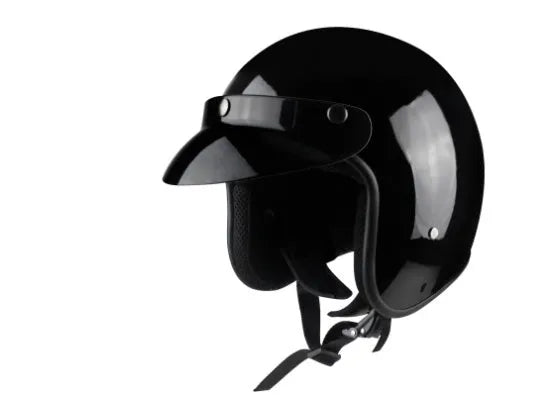 Men and women retro hard hat motorcycle helmet VS-050 in matte black with ABS shell and EPS liner