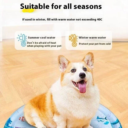 Cooling Pet Water Bed with fish-themed design, providing refreshing comfort for cats and dogs